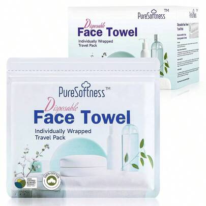 Travel Pack Disposable Face Towel, Individually Packed Each Re - Sealable Bag Contains 5 Dry Towels, Remove And Face Wash, Business Trip, Camping, Fitness, Yoga 1 Pack, 5 Towels