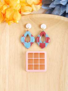 Geometric Square Polymer Clay Cutters, Square Grid Clay Cutters For DIY Jewelry Making And Pendant Making, Clay Earring Making, Plastic Jewelry Design Shaping Mold, No Power Supply Needed - Clay Cutters - View 10