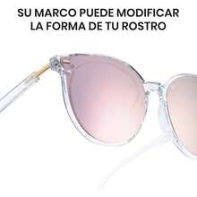 Cyxus Lentes de Sol para Mujeres, Lentes Polarizados Mujeres Lente Retro Protección UV para Conducir, Viajar, Compras - 03-No Polarizados Montura Transparente Lentes Rosas 1945 - Ver 6