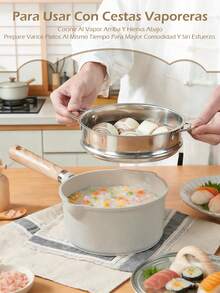 Juego de ollas antiadherentes de 9 piezas, de cerámica antiadherente, de granito. PFOA, plomo y cadmio. Ligero, de calentamiento rápido y uniforme, fácil de limpiar, ultrarresistente, con asas extraíbles de imitación de baquelita. Versátiles ollas de granito aptas para todo tipo de cocinas, incluyendo inducción, gas, eléctricas y vitrocerámica. Diseño apilable o encajable. Se guardan fácilmente en armarios o cajones. Ideales también para camping y viajes en autocaravana - Gris - Ver 5