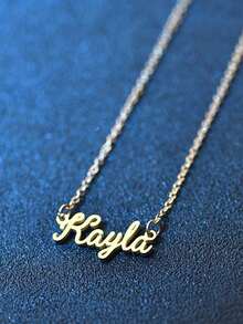 1pc Personalized Simple DIY Name Necklace Stainless Steel Neck Accessories Accessories (Custom Only In English) Stylish, Fall Fashion, Vintage, Contracted, Simple, Soccer Mom, Casual, Old Money Custom, Personalized, For Weddings Valentines, School Supplies, For Teenagers, Junior High School Students, Middle School Students, High School Senior High School Students, College Students, University Students, Freshman, Sophomore, Underclassmen,Chic Autumn - Multicolor - View 4