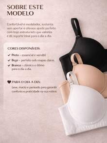 Set Of 3 Reinforced Bras With Padded Cups For Support, Style And Comfort - Black, White And Beige - Multicolor - Ver 3