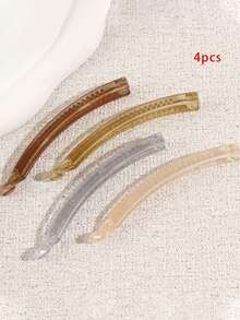 4个优雅简约香蕉夹，女士发饰盘发固定器，精致发夹，优雅发型装饰，节日礼物 - 4pcs多色 - 查看 8