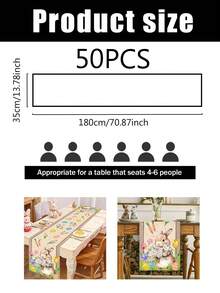 Easter Bunny Watercolor Table Runner, Kitchen Decor With Colorful Eggs And Carrots, Home Dining Table Holiday Decoration - Multicolor - View 9