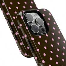 Pink Polka Dot Fashion Vintage Brown Phone Case, Durable And Sturdy Compatible With IPhone 17, 16, 15, 14, 13, 12, 11 Pro Max Provides Strong Protection Spring Gift - Brown - View 3
