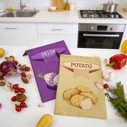 Kitchen Storage Set - Potato/Onion/Garlic/Mushroom Storage Bags Set - Say Goodbye To Messy Kitchen - Organized Storage - Delay Sprouting - Portable - Perfect For Picnics