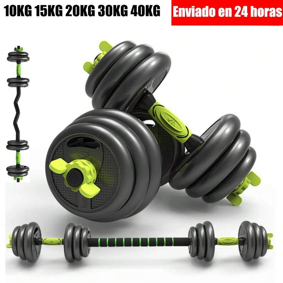 ALLINLIFE Kit De Mancuernas Adjustable (Juego De 10 Kg, 15 Kg, 20 Kg, 30 Kg, 40 Kg)-Juego De Musculación Y Training De Fuerza Adjustables-Barra De Connection, Gymnasio En Casa, Principiante Man/Woman - 10KG啞鈴片 - 查看 1