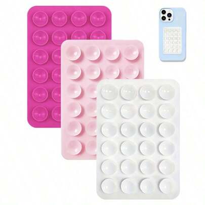 3pcs/Set White/Light Pink/Rose Red Silicone Suction Cup Phone Holder, Waterproof Sticky Base Suitable For Most Phones, Selfie Video Finger Grip, Birthday/Christmas/Valentine's Day Gift (Ramadan Phone Accessories)