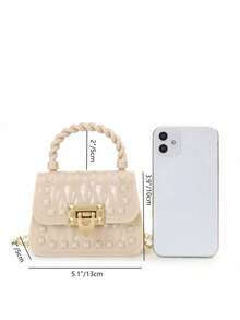 Fashionable PVC Silicone Rivet Textured Jelly Crossbody Bag - Khaki - View 2