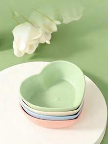 2pcs Plastic Heart-Shaped Sauce Dishes, Home Kitchen Seasoning Plates - Multicolor - View 3