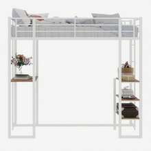 Single Bed With Iron Frame, L-Shaped Desk With Railing, Stairs On Both Sides, To Be Placed As Desired. - White - View 6