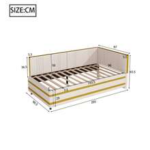 Upholstered Bed, Sofa Bed 90*200, Multifunctional Slatted Bed, Soft Velvet Upholstery, Beige - Beige - View 8