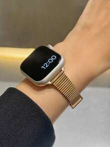 1条优雅玫瑰金不锈钢表带，兼容 38/40/41/42/44/45/46/49mm Series 1/2/3/4/5/6/7/8/9/10/11/SE/Ultra，适合商务、休闲、日常佩戴，女士礼物表带配件 - 玫瑰金 - 查看 8