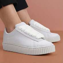Tenis Feminino Casual Versatil Liso Camurca Resistente Sola Antiderrapante Conforto Diario - Branco - Visão 6