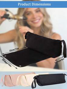 2-In-1 Heat Resistant Hair Tools Travel Bag With Heatproof Mat, Portable Heatproof Sleeve For Curling Iron, Hair Straightener, Blow Dryer, Styling Tools For Stylist & Travel Travel Carrying Organizer Bag For Crimping Hair Tools(Curling Iron, Hair Dryer), Hair Clips, Hair Straightener, Ideal For Home & Travel, Great Gift For Valentine's Day & Mother's Day Makeup Bag Makeup Bags Makeup Organizer Make Up Organizer Makeup Storage Make Up Bag Cyber Monday Holiday Gift Velvet Party New Year Birthday Gifts For Girlfriend, Mother, Wife, And Friends Valentine's Day Gifts New Year Gifts Valentines Gifts - 黑色 - 查看 3