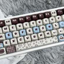 Cherry Bear 键帽，PBT 机械键盘键帽，动漫风格双色注塑键帽，可爱 MOA 高度 - 藍色 - 查看 5