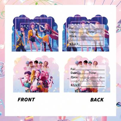 Anime Movie K-Pop Cool Girl Hunter Birthday Party Invitation Mini Greeting Card Single Page Type Baby Shower Birthday Party