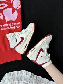 Nike Jordan Legacy 312 馬年限定 貼合舒適百搭休閒 高筒 GS 板鞋 男女同款 - 米白色/紅色 - 查看 2