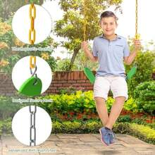 Sunnyglade - Juego de 2 asientos basculantes resistentes con cadena de 66 pulgadas accesorios de repuesto con ganchos a presión soporte de 250 libras 2 verde zacate - Verde hierba - Ver 3