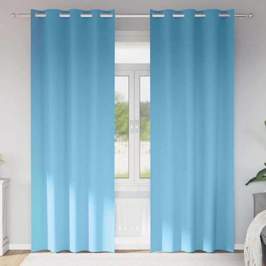 vidaXL 2 Stück Verdunkelnde Vorhänge Mit Ringen, Himmelblau, 245 X 140 Cm - one-size - View 1