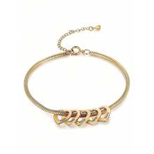 Customized Multi-Name Heart-Shaped Bracelet, Personalized Engraved Bracelet, Can Engrave 1-5 Names, DIY Couples Name Jewelry, Family Name Bracelet, Minimalist Bracelet, Silver/Gold Heart-Shaped Bracelet, Valentine's Day Gift Bracelet - Multicolor - View 8