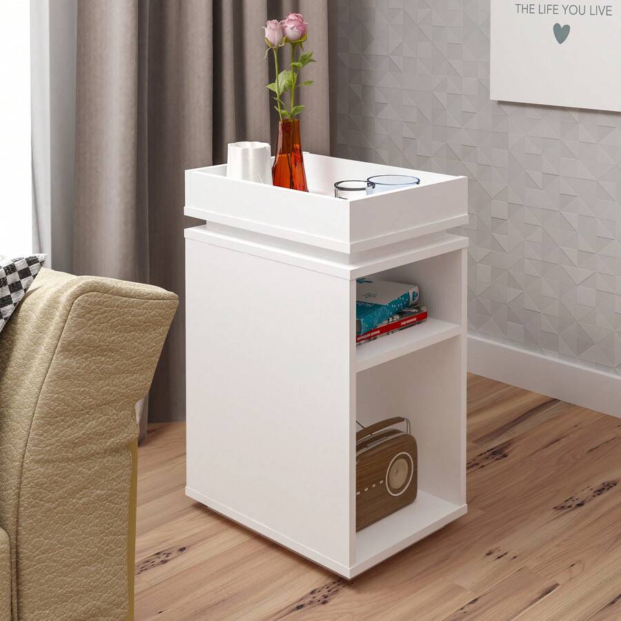 Mesa de Apoio Lateral Moderna para Sala ou Recepções Olívia com Nicho - Artely