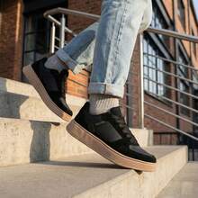 Men's Casual Street Minimalist Comfortable Basic Lightweight Urban Style Sneakers EDN2206 - 黑色 - 查看 3