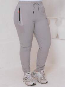 Women's Plus Size Jogger Pants, Premium Comfort, Sporty, Academic, And Elastane. Comfortable. - Màu xanh bạc hà - Xem 6