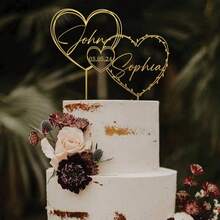 Customizable Gold Heart Shaped Wedding Cake Topper, Suitable For Weddings, Anniversaries And Other Occasions - F-heart Cake Stick Label - View 5