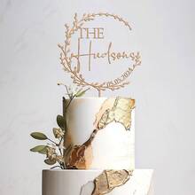 Gold Wedding Cake Topper, Mr & Mrs Cake Topper, Personalized Cake Topper, Wedding Cake Topper, Anniversary Cake Topper, Custom Cake Topper, Rustic Style - F-mr. & Mrs. Cake Label - View 9