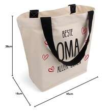 Cottonbagjoe Große Shopper Baumwolltasche 45 * 38 * 16 cm aus 220 g/m² Baumwolle – Stofftasche mit Reißverschluss-Innentasche, Softfinish & schwarzen Henkeln – OEKO-TEX® STANDARD 100-9215 - Natur/Oma - Übersicht 6