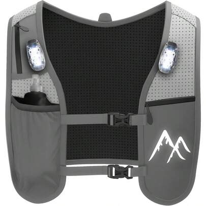 LED Reflective Running Vest Unisex Adjustable Breathable Lightweight Durable With Phone Holder & Large Capacity Storage Pockets Hydration Function Outdoor Sports Marathon Running Backpack Alternative Sweatproof Night Running Safety Vest