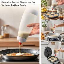 1/2pcs 1000ml/33.8oz Manual Pancake Batter Dispenser - Pancake Batter Mixing Bottle, Suitable For Cupcakes, Waffles And Pancakes, Easy Squeeze Design, Precise Measurement, No Electricity Needed, Durable Plastic, Condiment Squeeze Bottle, Mini Clear Sauce Bottle, Pancake Dispenser, Pancake Batter Dispenser, Kitchen, Food Container, Condiment Bottle - Multicolor - View 6