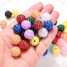 4Amazonia 5/10/20pcs Shiny Rhinestone Beads, 16mm Laurel Ball Shaped Pearls, Y2K Style Fashion Beads Suitable For Pens, Bracelets, Jewelry Making, Decorations, Crafts, Elegant Jewelry, High Quality Smooth Surface Beads - Multicolor - View 4
