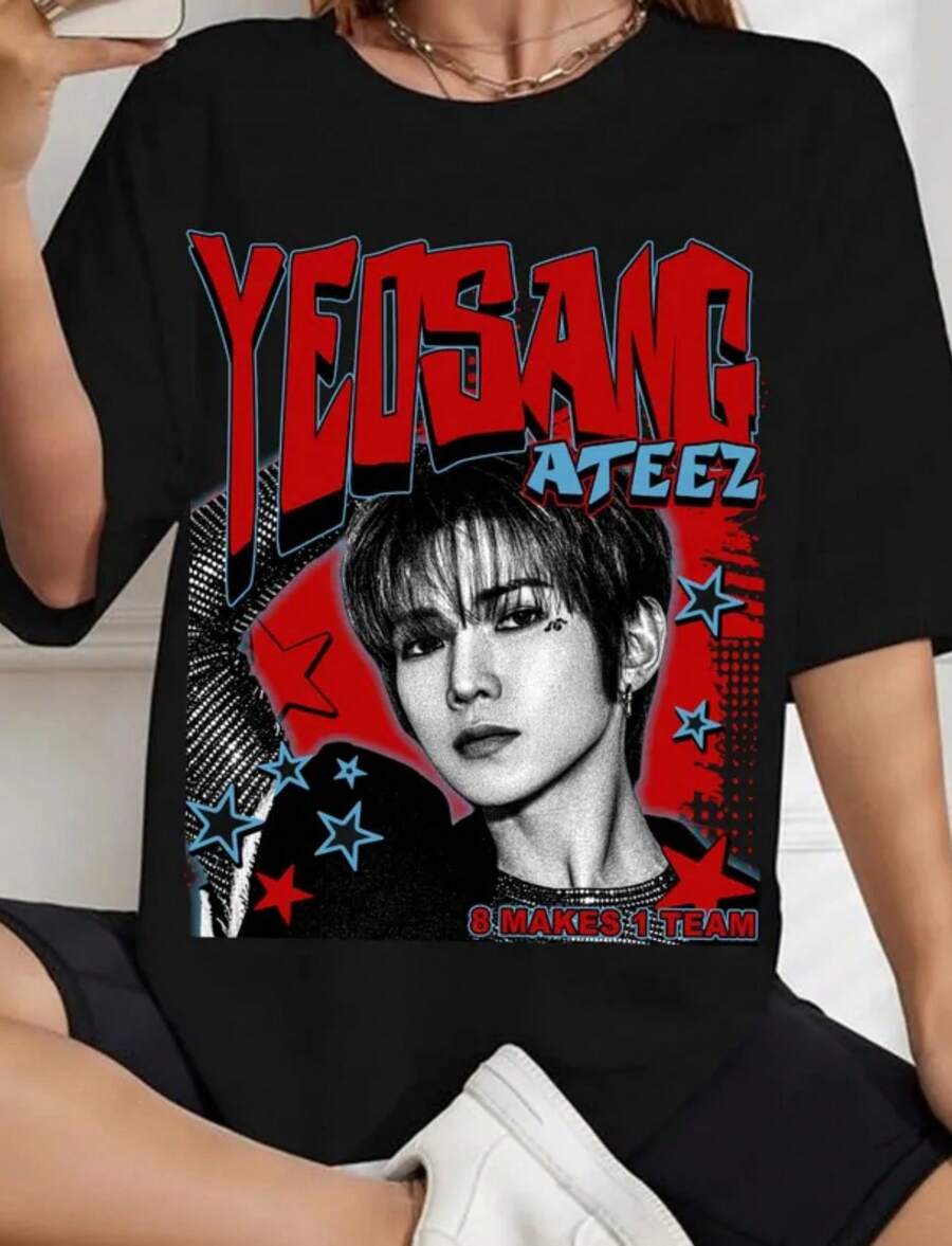 Retro Yeosang Atee T-Shirt, Atee 2025 World Tour In Your Fantasy Shirt, Atee Golden Hour Part 2 Shirt, Atee Members Kpop Shirt Sweater - 黑色 - 查看 1
