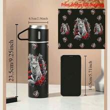 1 Juego de 500ml Taza Aislada con Estampado de Lobo (Incluyendo 3 Tazas) - 500ml Botella de Agua de Acero Inoxidable 304 con Aislamiento al Vacío, Diseño a Prueba de Fugas Apto para Bebidas Calientes y Frías, Adecuado para Viajes, Camping, Senderismo y Oficina. - Multicolor - Ver 6