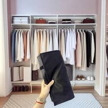 UnionPlus Travel Jewelry Roll, Large Faux Leather Necklaces Organizer Bag, Elastic Band And Anti-Winding, Black - 黑色皮革 - 查看 8
