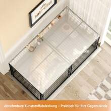 Basics Modular Dog Cage, 160 X 80 X 80 Cm, Flexible, With Adjustable Door Lid, Made Of Stainless Steel And PVC Coating, Black. - Black - View 5