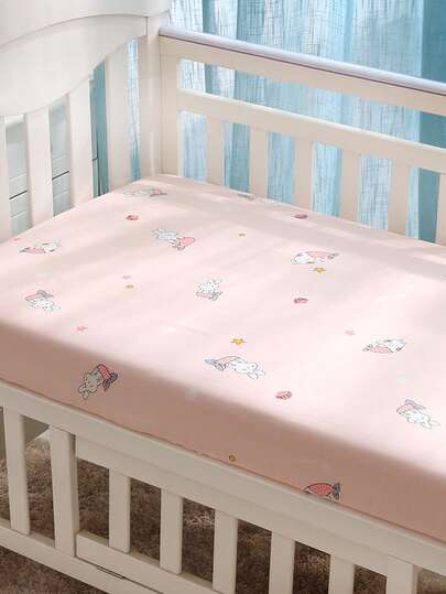 1pc Baby Crib Fitted Sheet In Cotton Gauze, Light And Airy, Soft & Skin-Friendly Material, Suitable For Babies, Easy To Wash And Machine Washable , Fits Baby Crib Mattress Size 80*40cm/120*60cm