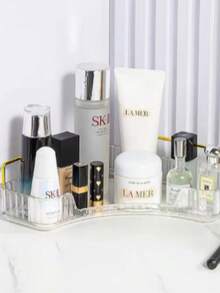 1pc 2-Tier Or 3-Tier Corner Makeup Organizer, Square Bathroom Countertop Storage Rack, PET Large Capacity Cosmetic Storage Box, Suitable For Makeup, Perfume, Skincare, Lipstick, Etc. - Multicolor - View 13