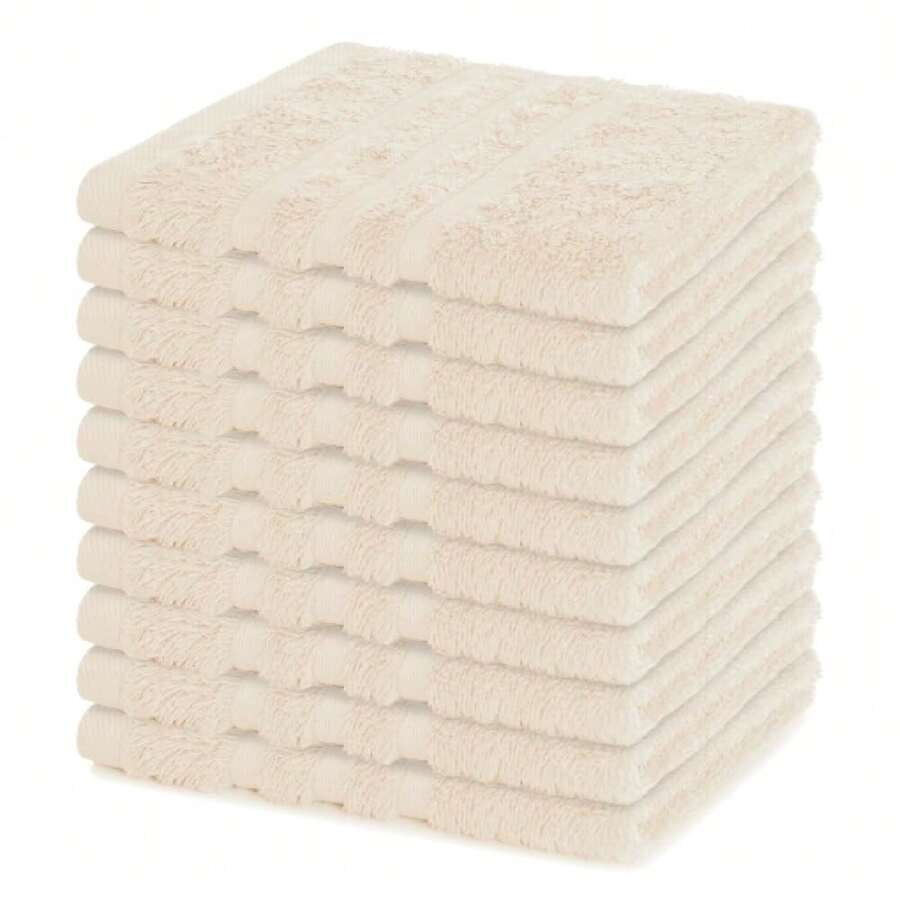 Lavea® 10er Seiftuch Set, 30 x 30 cm, 1OO% Baumwolle Frottier 500 g/m², Gästehandtücher und kleine Waschlappen, pflegeleicht 60 °C, Frottierserie Elena, ideal für Bad und Gäste WC, Creme-1559 - Creme - Übersicht 1