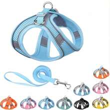 Dog Harness Small Sized And Leash Set For Small Dogs Cats,Yellow XS Puppy Harness, Step In Soft Dog Reflective Vest, Breathable Mesh Pet Harness. - 灰拼黃 - 查看 4