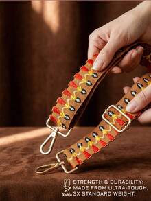 138cm Adjustable Fabric Bag Strap With Embroidery Design Replacement Shoulder Strap For Bags Travel Essentials - Orange - View 6