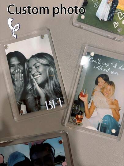 Custom Acrylic Fridge Magnetic Frame With Personalized Photo & Text, Unique Wedding Party Gift Idea, Keepsake Memory For Maid Of Honor & Bridesmaids, Elegant Refrigerator Magnet Photo Display