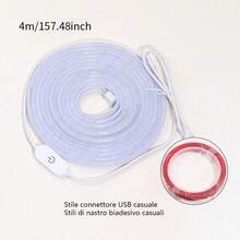 1pc 196.85 Inch White LED Neon Light Strip, USB Powered, Solid Color Non-Dimmable, Space Theme, With Button Control, Suitable For Home Decor, Living Room, Car, Study, Shopping Mall, Christmas Decoration - Neon Light Strip - View 15