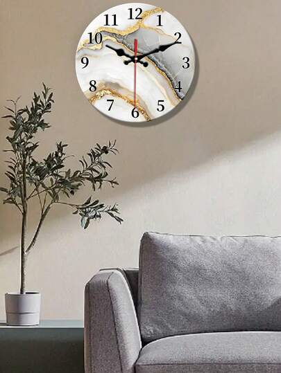 1 Pc 10 Inch/12 Inch Marble Pattern Wooden Wall Clock, Silent Wall Clock With Marble Texture And Line Sense Design, Suitable For Living Room, Bedroom, Kitchen, Office Decoration, Modern Home Art Decoration, Christmas, New Year Decoration, Ideal Birthday Gift