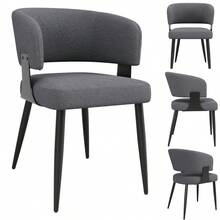 Dining Chairs - Grey + Fabric+Metal - View 7