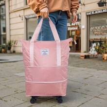 带可拆卸轮子的拉杆旅行包，可扩展女士行李包，可折叠拉杆登机箱，登机箱，男女通用礼品袋 - 彩色 - 查看 4