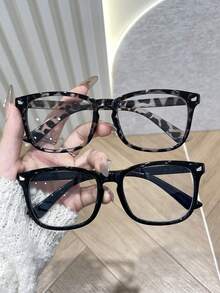1 Pair Minimalist Elegant Multi-Function Multi-Color Geometric Transparent Full-Frame Women's Non-Prescription Glasses, High Toughness Plastic Material Lightweight And Comfortable, Suitable For All Face Shapes, Slimming Effect, Suitable For Daily Makeup - Multicolor - View 4