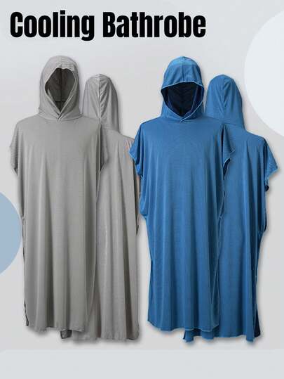 Quick-Dry Cooling Beach Poncho, Hooded Swimsuit Cover Up, Absorbent Towel For Spa & Bathing